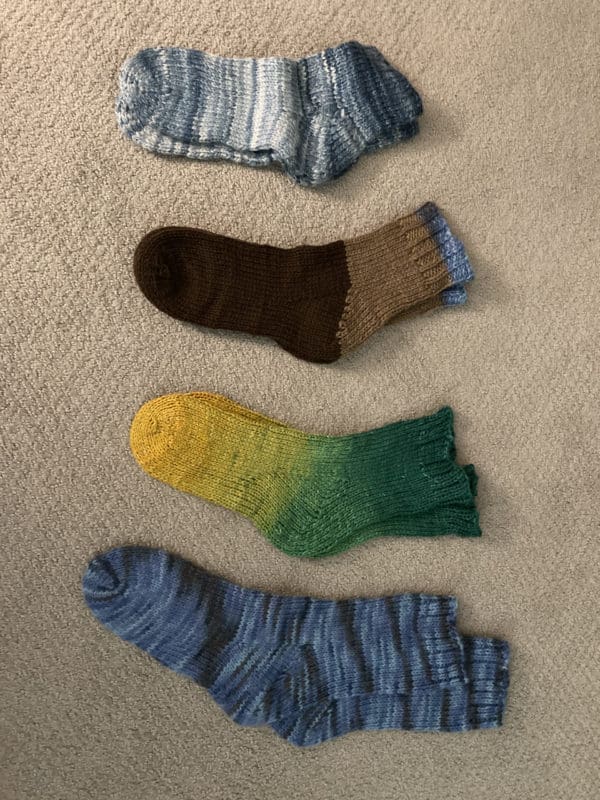 Student Valerie's knitted socks