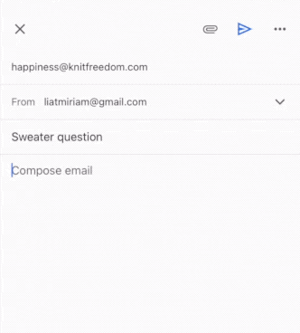 Typing out a knitting question on Gmail mobile