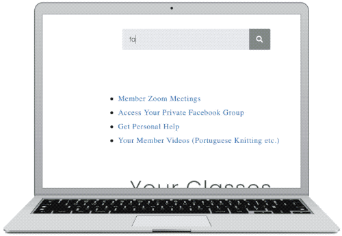 Searching and watching knitting videos on a laptop computer