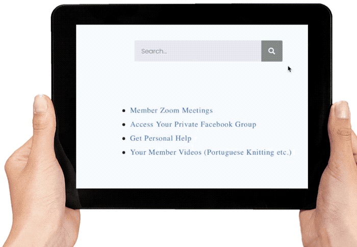 Searching and watching knitting videos on an iPad tablet