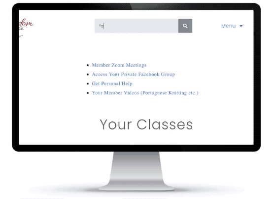 Searching and watching knitting videos on a widescreen computer